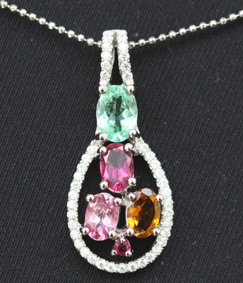 天然碧玺吊坠 925纯银镶嵌，东海县牛山金润水晶工艺品厂专业批发